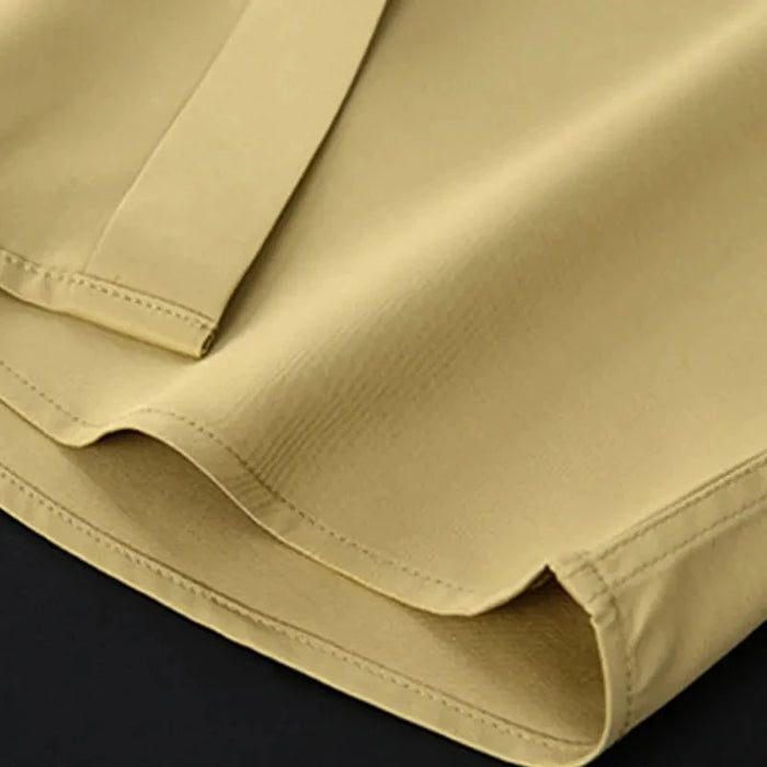 Men's Silk Shirts Long Sleeve Drill Button Solid Color 3XL Silky Business Formal Social No Iron and Wrinkle Soft Fashion Clothes
