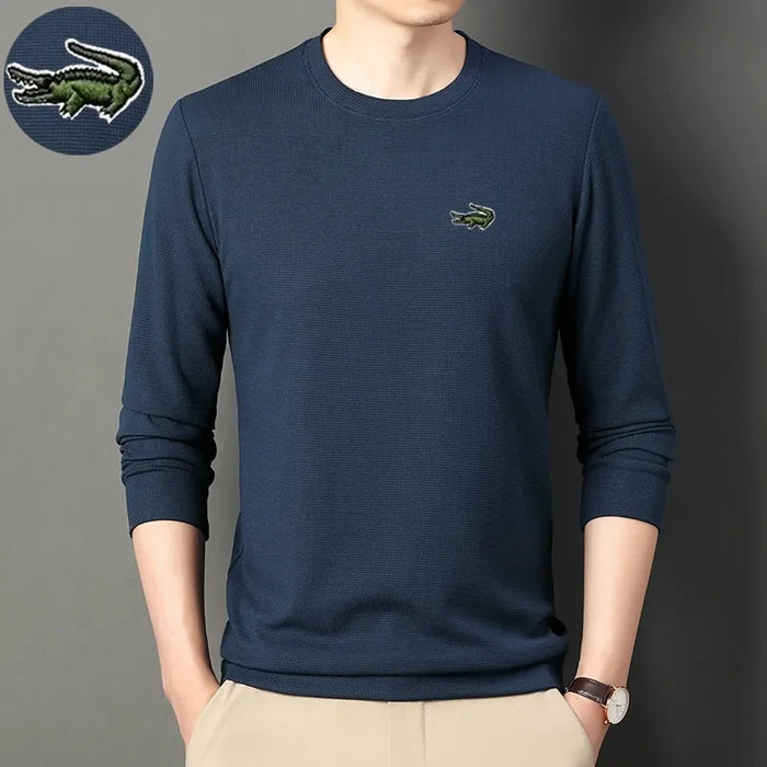 High quality Men's Long Sleeve T-shirt Spring And Autumn Cotton Embroidered Polo Shirt Lapel Men's Clothing Base Shirt Loose