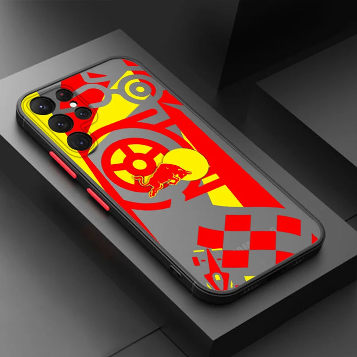 RED Energy drink Bull For Samsung S23 S22 S21 S20 FE S10 S9 Note 20 10 Ultra Lite Pro Plus Frosted Translucent Phone Case