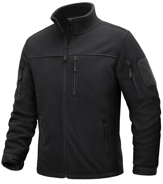 TACVASEN Men's Fleece Jacket Full Zip Tactical Jackets Outdoor Hiking Coats with Zipper Pockets Work Jacket Windbreaker Overcoat