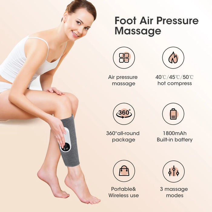 360° Air Pressure Calf Massager Presotherapy Machine 3 Mode Foot Leg Muscle Relaxation Promote Blood Circulation