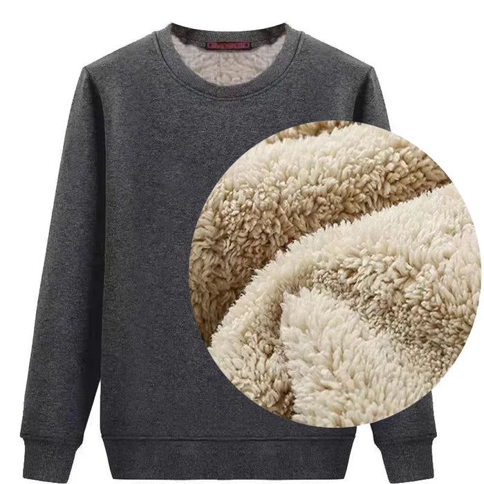 Winter New Men Keep Warm Underwear Casual Solid Color Fleece Sweatshirts Wool Liner Sweater Thermal Underwear Pullover Tops