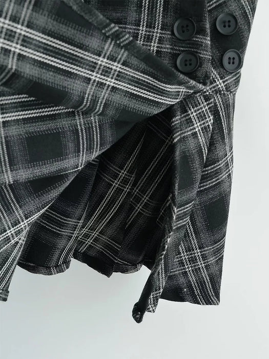 Chu Sau beauty 2024 Women New Fashion Preppy Style Plaid Printed Pleated Mini Skirt Hot Sweet Low Waist Sexy Super Short Skirts