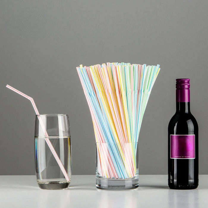 100/50Pcs Drinking Plastique Straws Colorful Flexible Wedding Party Supplies Plastic Drinking Plastico Straws