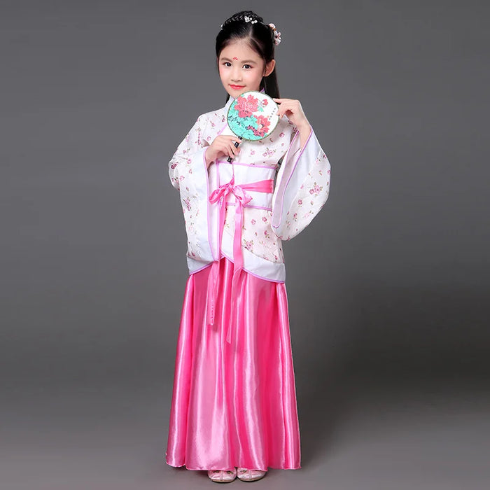 Traditional Chinese Dance Costumes for Girls Ancient Opera Tang Dynasty Han Ming Hanfu Dress Child Clothing Folk Dance Children
