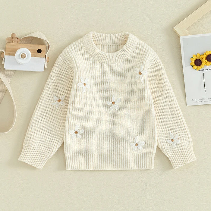 2023-09-05 Lioraitiin 0-24M Newborn Baby Girls Sweaters Clothes Toddler Flower Embroidery Knitted Loose Jumpers Tops Costume