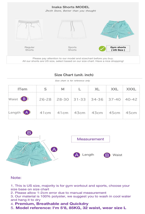 Inaka Double Mesh Shorts 2023 Men Women Classic GYM Workout Shorts Inaka Power
