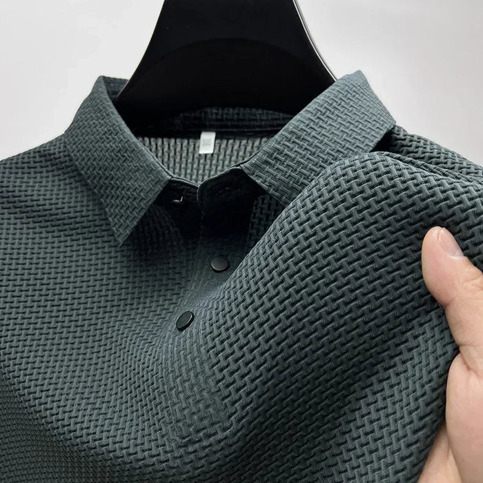 Upto 5XL Summer New Men's Lop-up Hollow Short-sleeved Polo Shirt Ice Silk -VIP Link