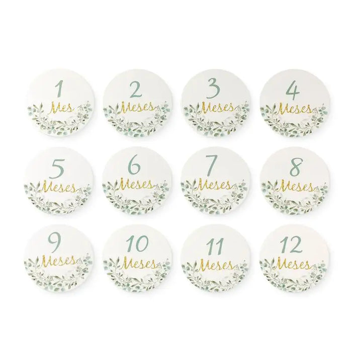 12pcs Baby Milestone Number Monthly Memorial Cards Newborn Baby Paper Wooden Engraved Age Photography Accessories Birthing Gift