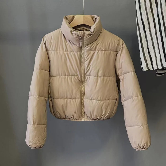2023 New Autumn Winter Short Parkas Jacket Women Warm Zipper Loose Down Coat Female Cotton Jacket Solid Thick Windproof Outerwea