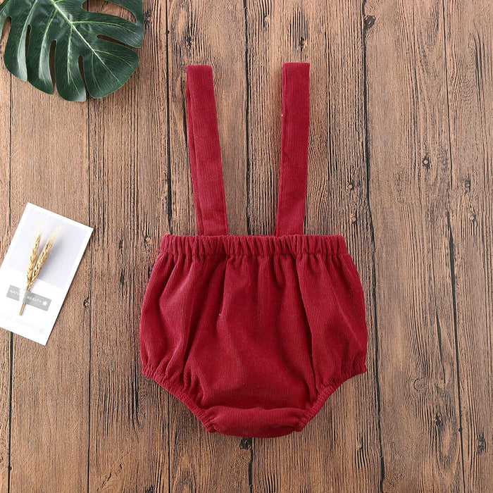 Christmas Newborn Baby Boys Shorts Girls Cute Corduroy Suspender Rompers Baby Kids Clothing Toddler Shorts Bottoms 0-24M