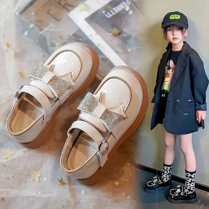 Children‘s Leather Shoes for Toddlers Girls Party Flats Kids Loafers Bowtie 4-9y New Arrival TB2308