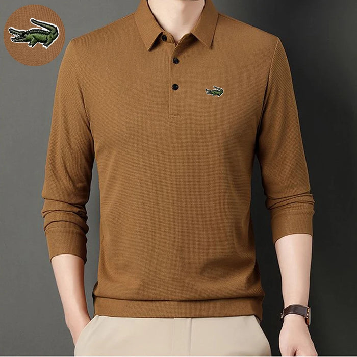 High quality Men's Long Sleeve T-shirt Spring And Autumn Cotton Embroidered Polo Shirt Lapel Men's Clothing Base Shirt Loose