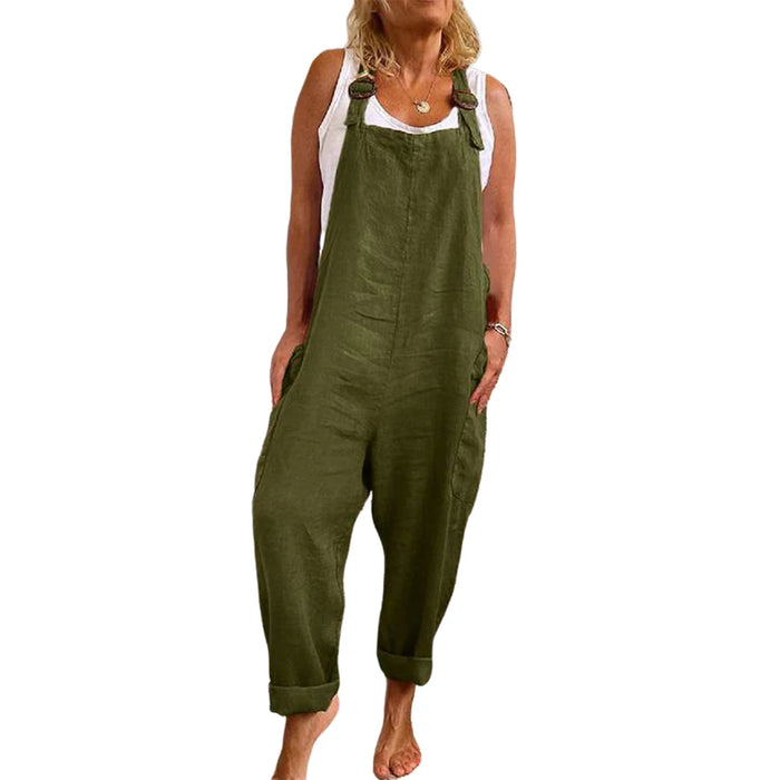 Cotton Blend Plus Size Jumpsuit Women 2023 AutumnCasual Solid Overalls Bodysuits Oversized Wide Leg Pants Female Clothing  Rompe