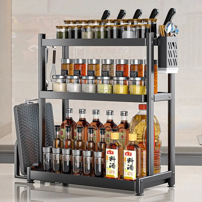 GIANXI Black Detachable Condiment Spice Display Cabinet Kitchen Sideboard Spice Tool Carrier Kitchen Cabinet Home Furniture