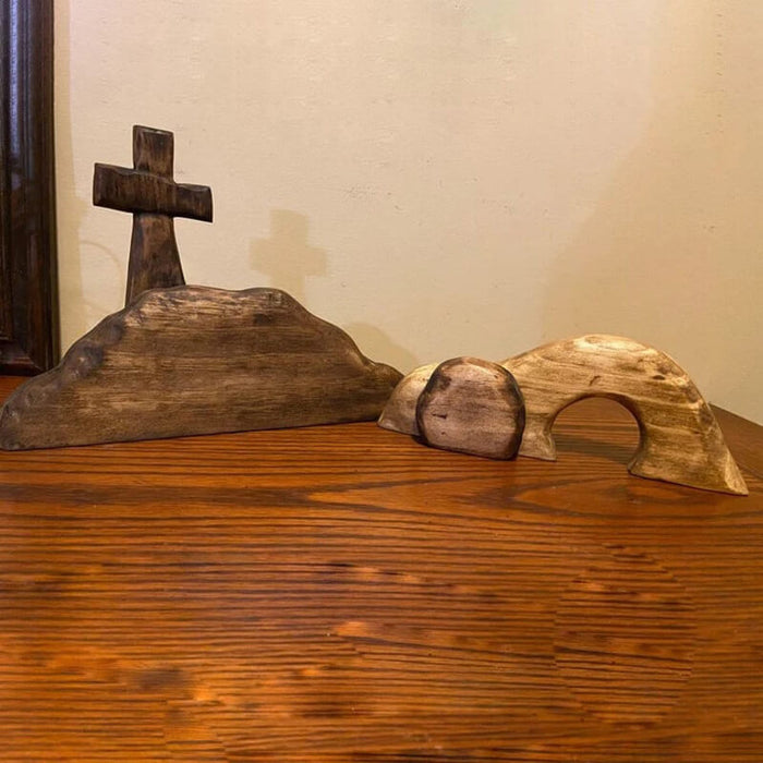 The Empty Tomb Easter Scene and Cross