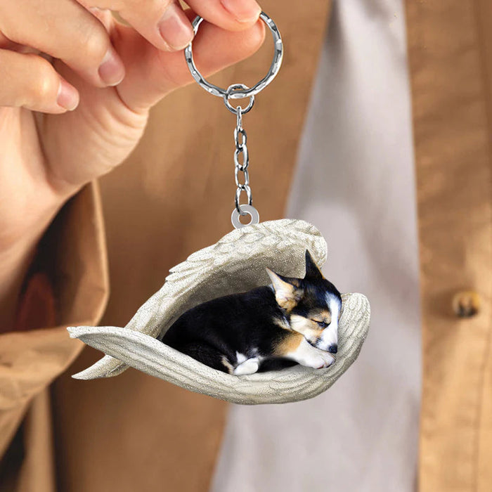 Sleeping Angel Acrylic Keychain Tricor Corgi