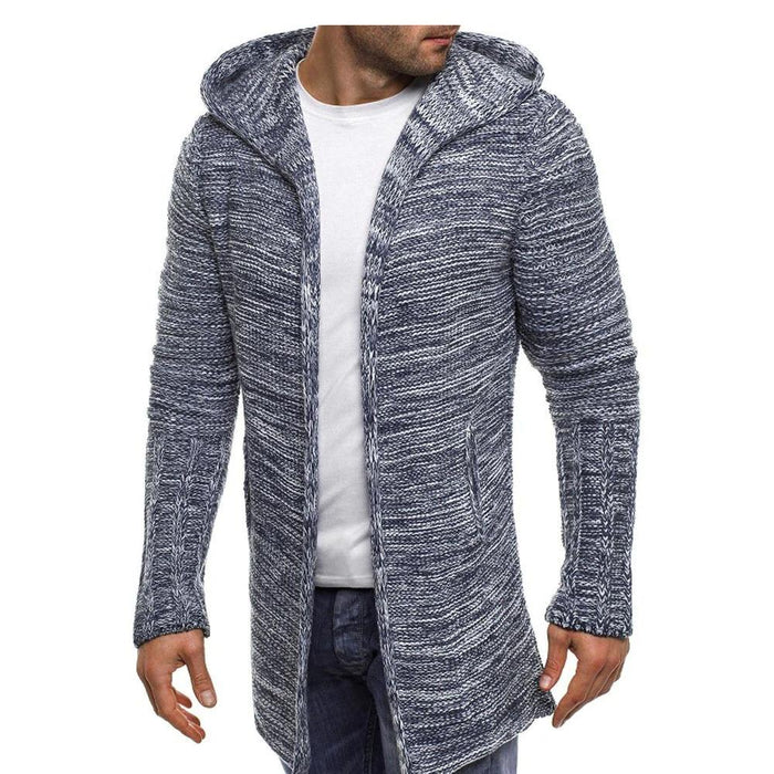 Light Grey Men's Hooded Cardigan