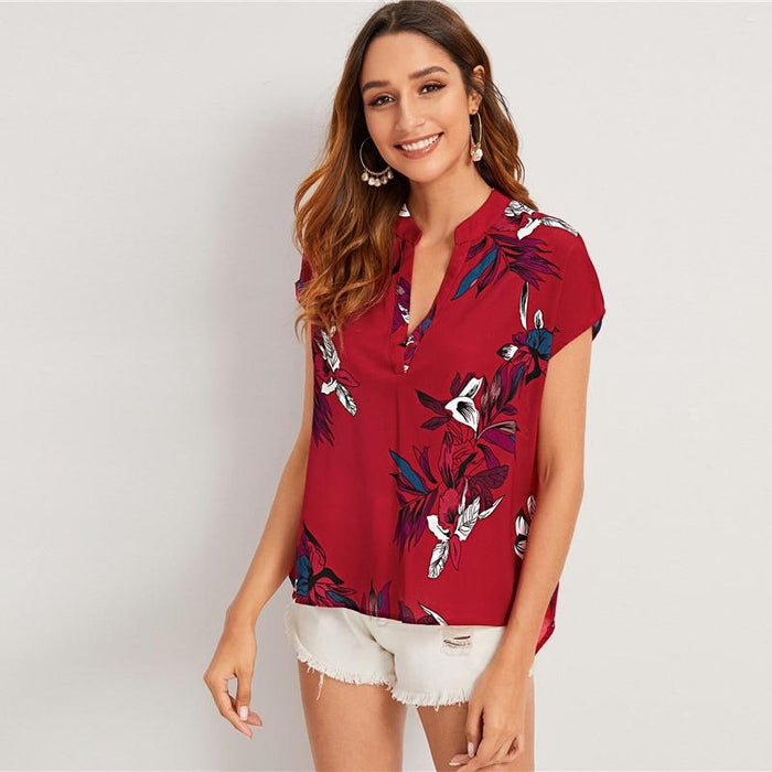 Savannah Floral Blouse - Red