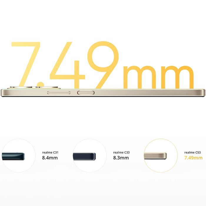 realme C53 33W SUPERVOOC Charge 5000mAh Battery 50MP AI Camera 6.74" 90Hz Display 6GBRAM 128GB ROM Smartphone